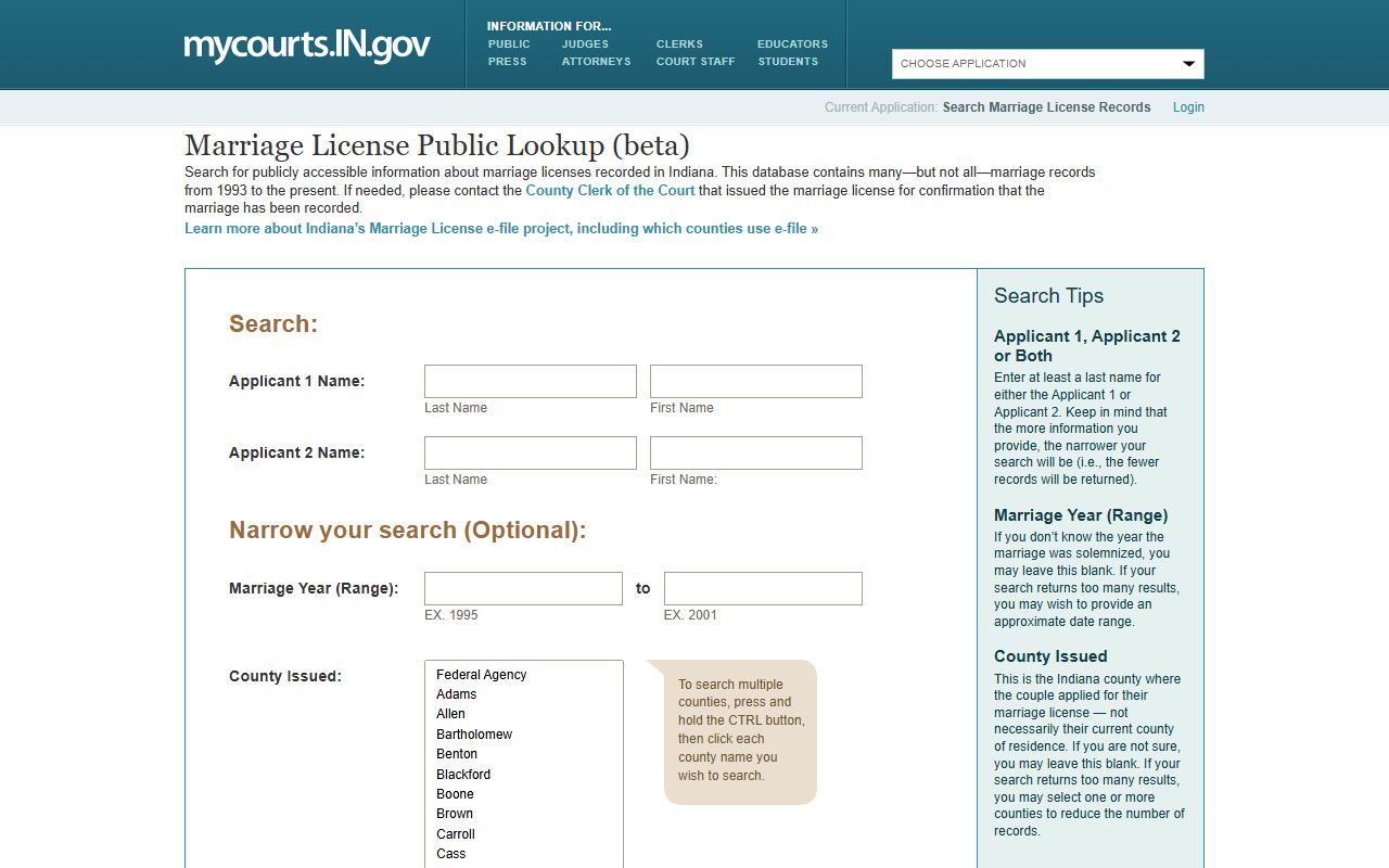 Jackson County Clerk of the Circuit Court marriage license lookup