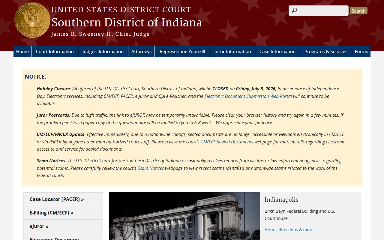 Jackson County trial court records Southern District of Indiana federal court