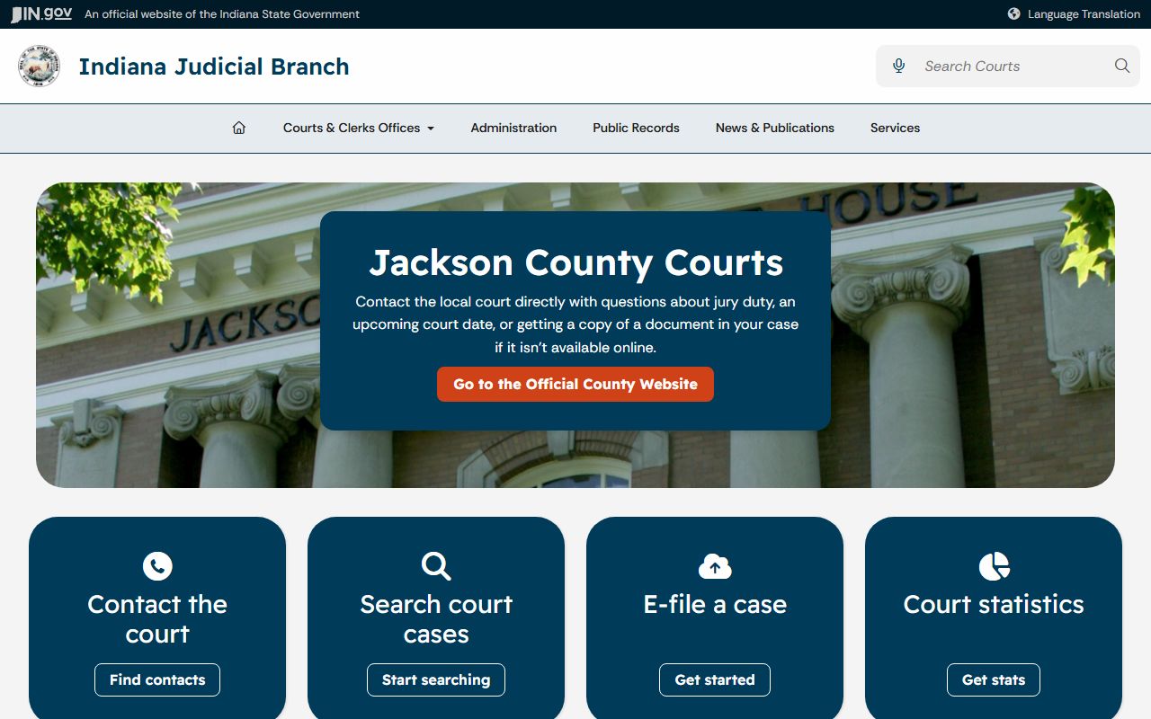 Jackson County Court records Indiana Judicial Branch local page
