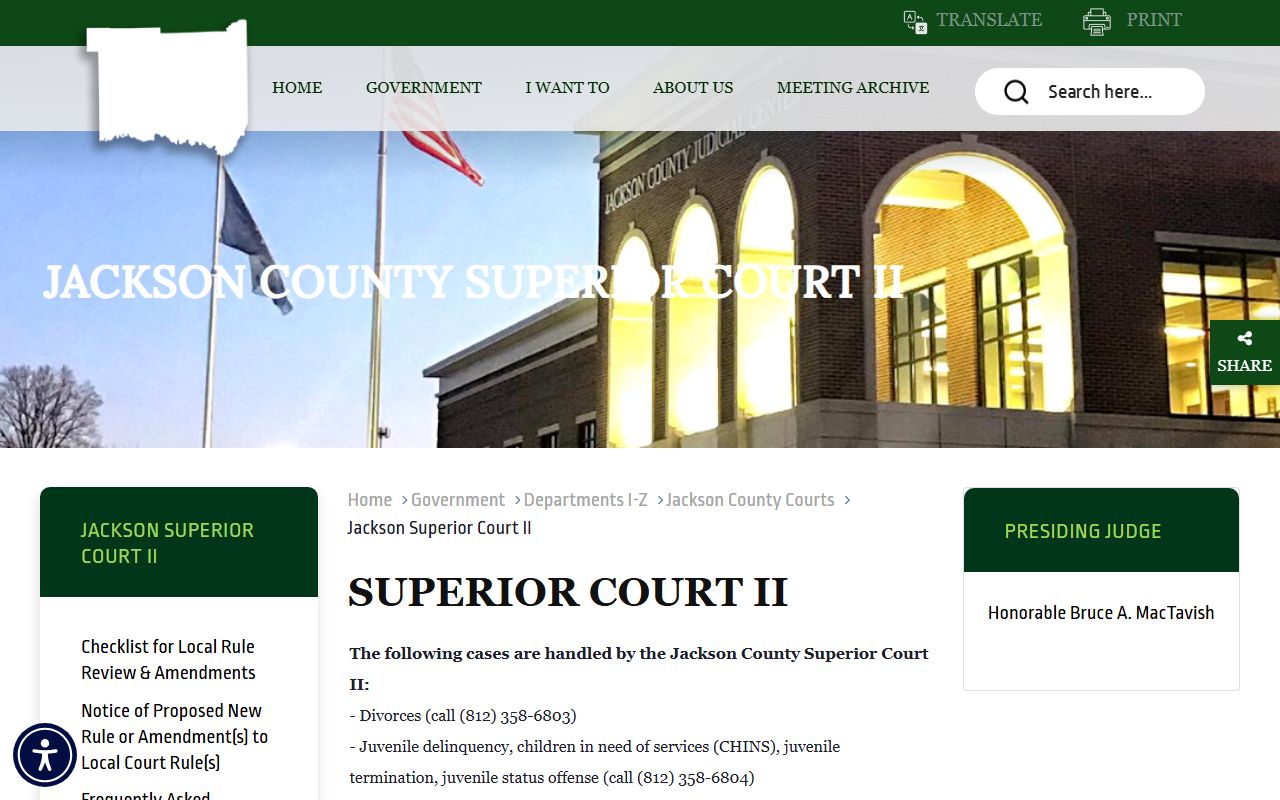 Jackson County Court records Superior Court II family and juvenile page