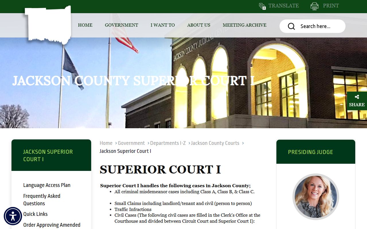 Jackson County Court records Superior Court I traffic and misdemeanor page